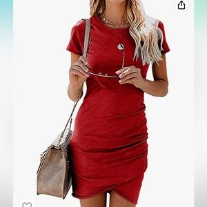 Red body con dress from Amazon. The red is brighter than the model picture